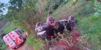 Capotamento em Rio Piracicaba deixa cinco feridos após fuga da PM