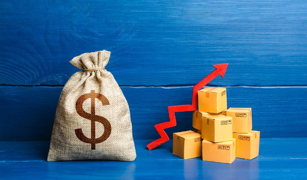 Dollar,Money,Bag,With,Boxes,And,Up,Arrow.,Income,Increase,
