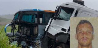 Batida frontal entre carreta e ônibus de turismo deixa vítima fatal na BR-356