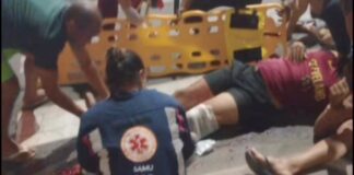 Colisão entre carro e motocicleta deixa jovem ferido no bairro loanda