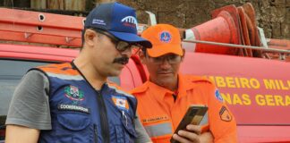Bombeiros e Defesa Civil monitoram nível de rio e áreas de risco em Nova Era