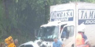 Em um domingo marcado por lentidão e pista molhada, BR-381 registra acidente envolvendo carro e caminhão em São Gonçalo
