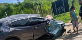 Capotamento na BR-381 deixa mulher ferida em Sabará