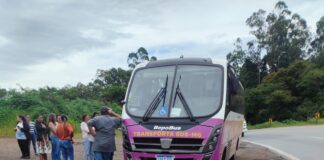 Ônibus da Saúde de Bela Vista colide com caminhão na BR-381, em João Monlevade