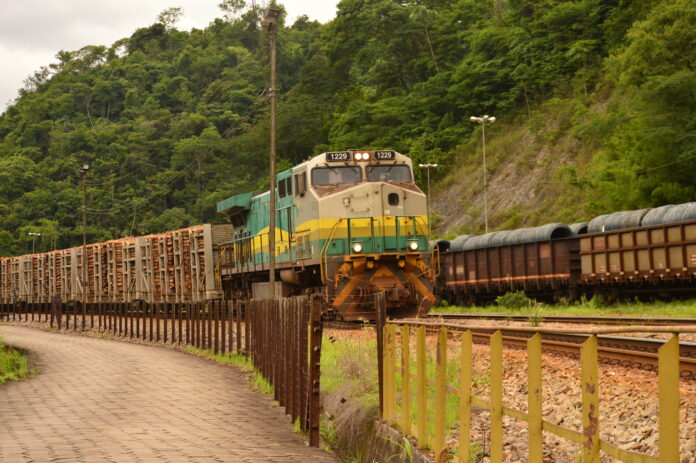 Trem da Vale Vitória Minas (Carga), em João Monlevade. Foto: Arnon Germano / Arquivo