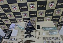 Suspeito é preso com crack, cocaína, maconha e armas de fogo em Monlevade