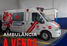 SEVOR vende ambulância e destinará recursos à compra de equipamentos