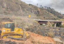 Erosão após falha na drenagem provoca obras no Viaduto do Severo, na BR-381